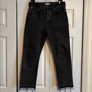 Classic Black Women's Cropped Jeans with Button Fly